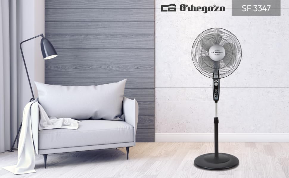 ventilador de pie, ventilador orbegozo, ventilador potente, ventilador silencioso, mando a distancia