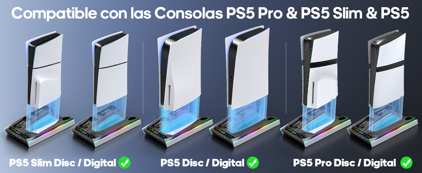 Soporte para PS5 con enfriador para PS5 Slim
