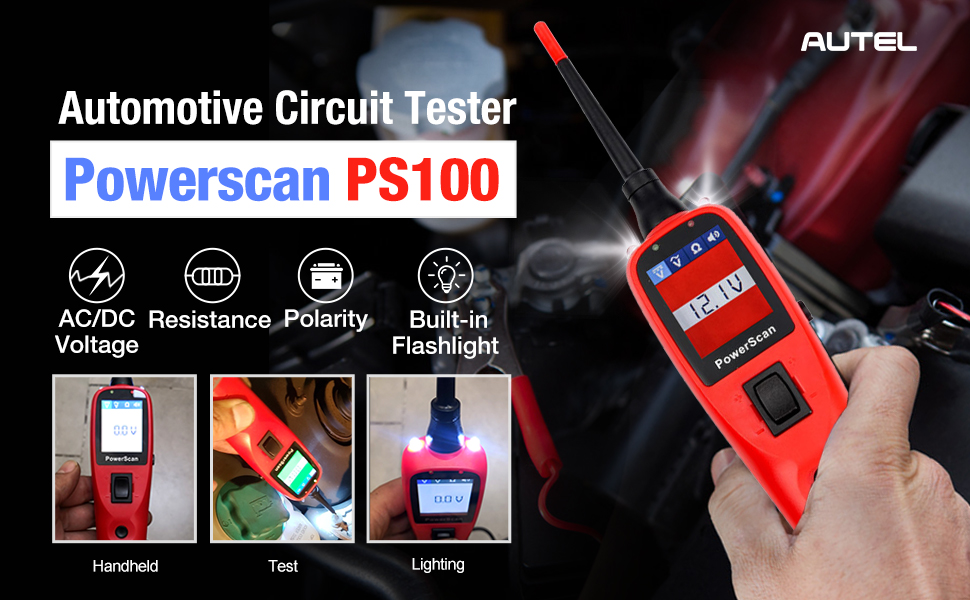 Autel PowerScan PS100 Kit Sonda Circuito, Herramienta Diagnóstico Sistema Eléctrico,Corriente CA/CC