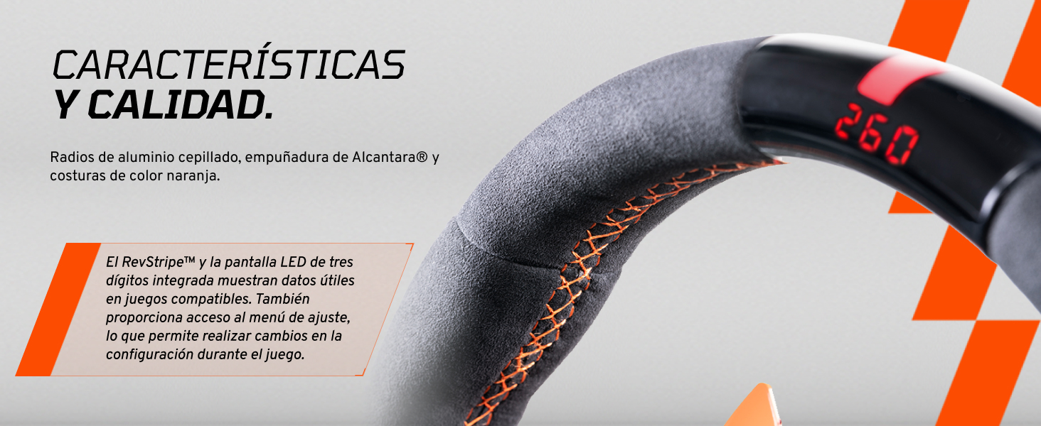 Vista detallada de la amortiguación de los auriculares para juegos que muestra un acolchado negro con detalles en naranja y un texto con información del producto.