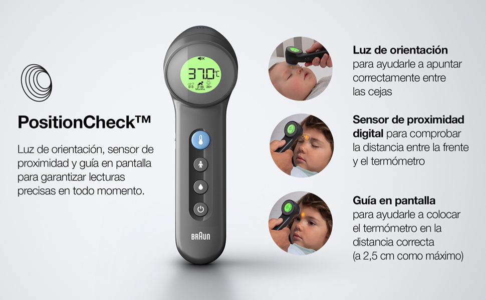 termómetro de frente; termómetro sin contacto y contacto; Fiebre; Braun; BNT400B