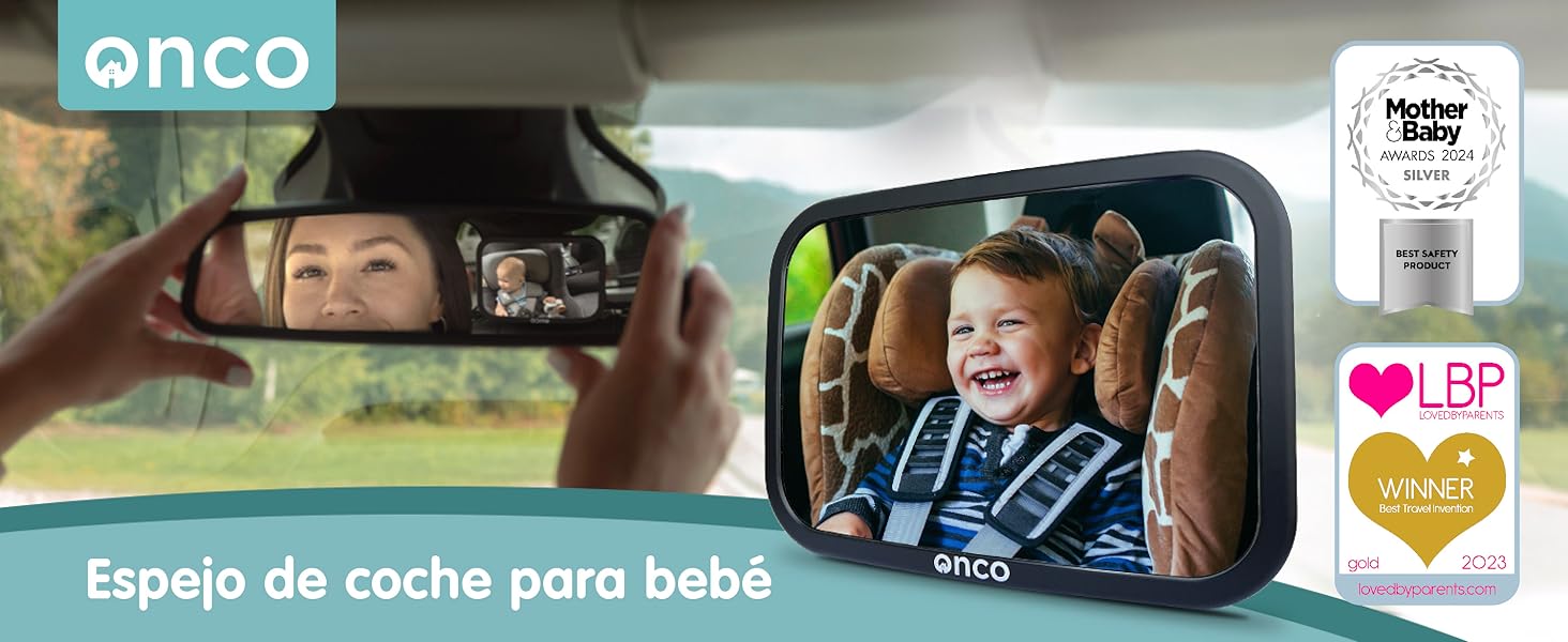 Espejo Coche Bebé Asiento Trasero 100% a Prueba de Roturas Conduce Seguro Observa a Tu Hijo