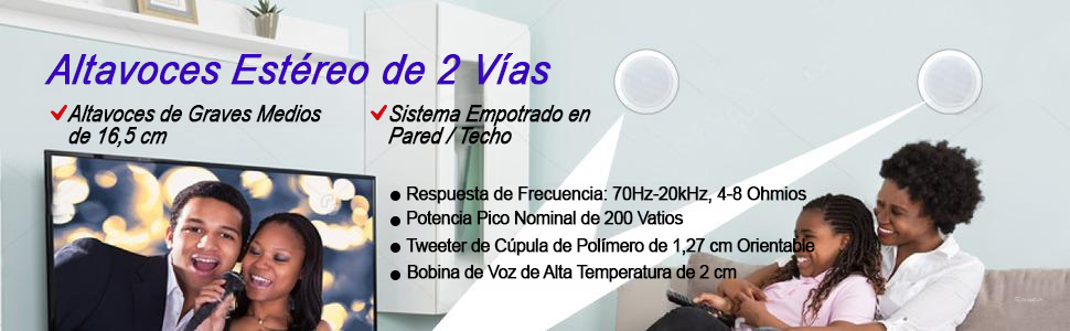 Altavoces Montaje Techo Pared Sonido Estéreo Empotrado Audio Sistema In-wall