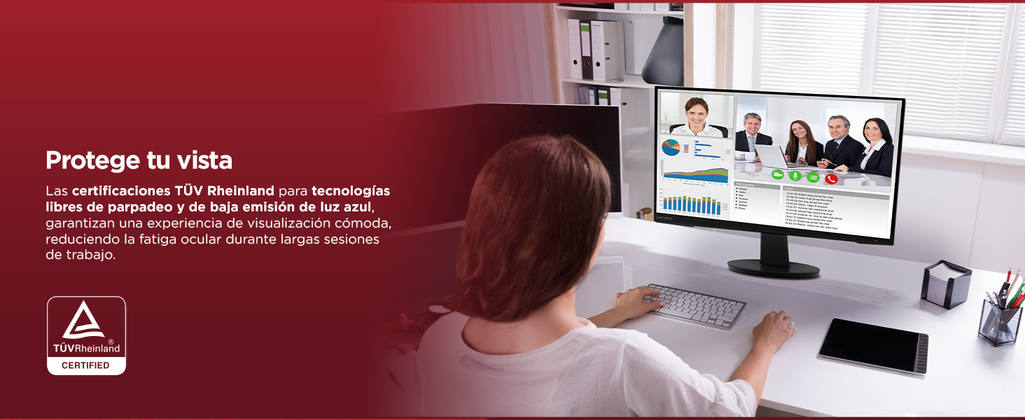 Lenovo Monitor N27q, fotografía frontal monitor videollamada