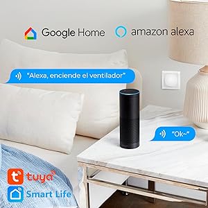 Ventilador de techo compatible con Alexa y Google Home, aspas retráctiles, modo invierno-verano