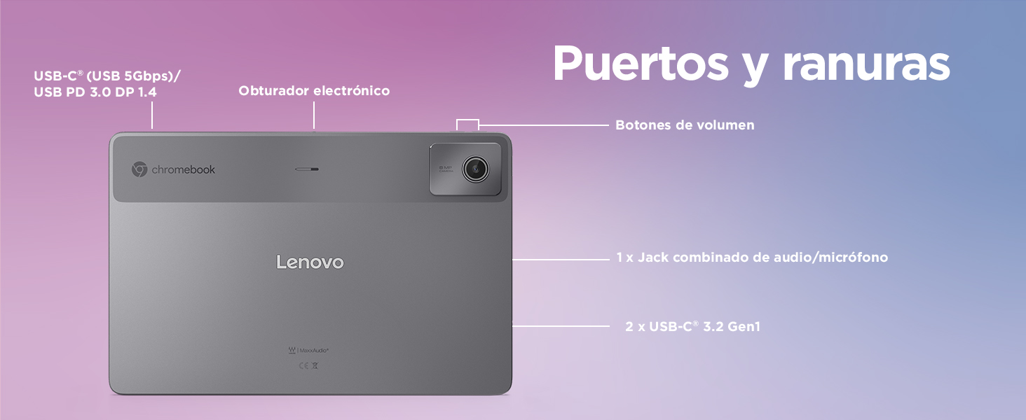 Lenovo Chromebook Duet 11 Gen 9 - Imagen descripción de puertos y ranuras