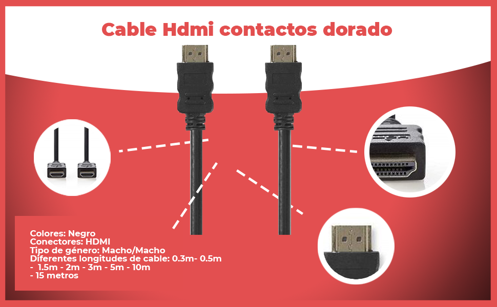 hdmi contactos dorado