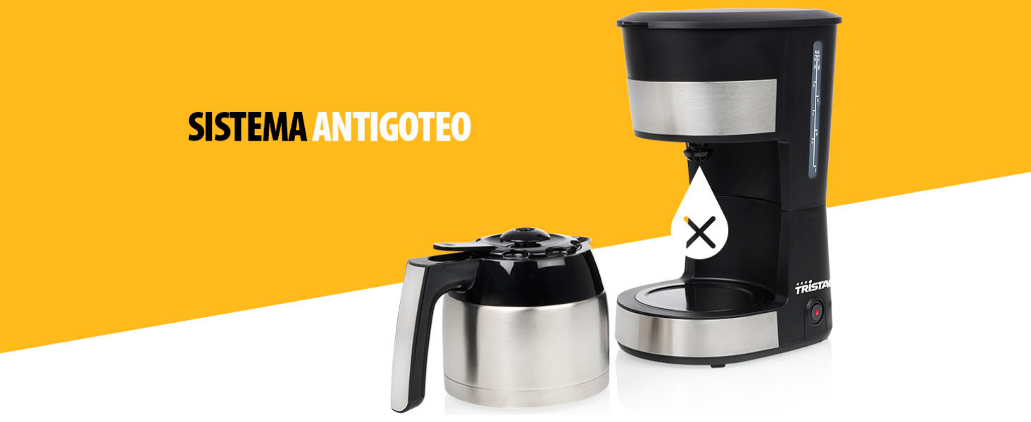 Enfoque en el sistema antigoteo de la cafetera