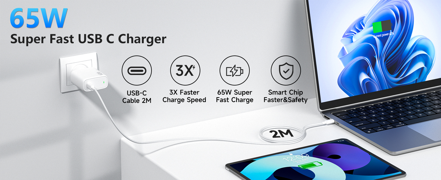 cargador usb c 65w usb c charger 65w cargador carga rápido pps usb c pd3.0 enchufe