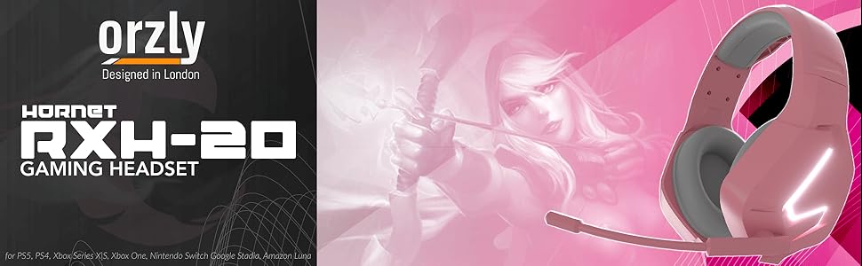 Orzly - Auriculares de cuarzo rosa para gamers niñas y mujeres con micrófono integrado audio estéreo