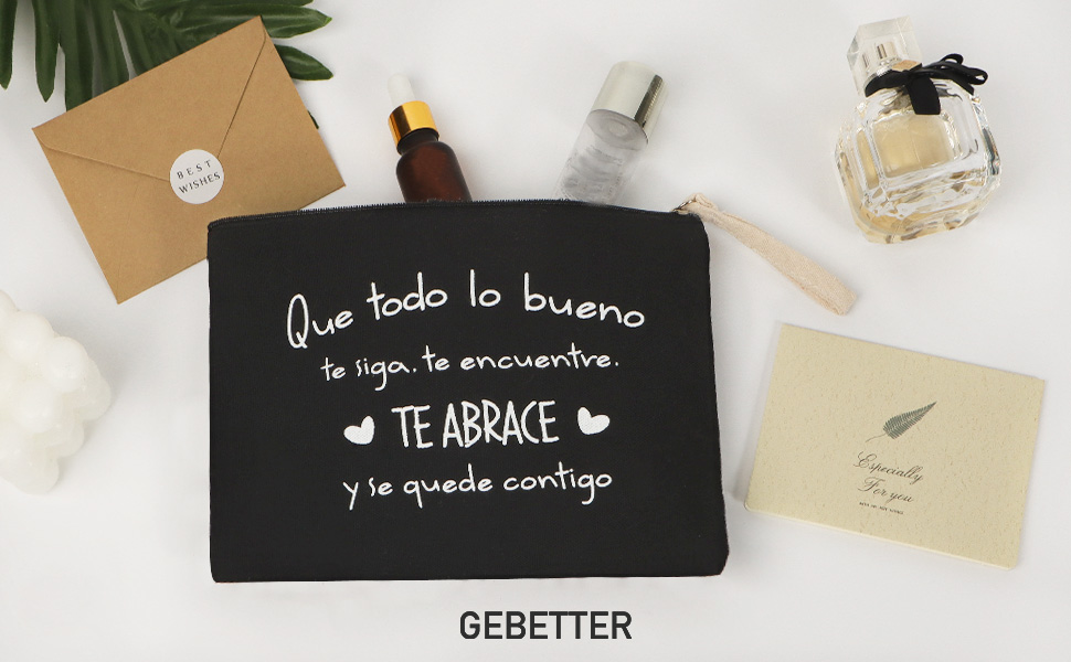 regalo neceser mujer bolso lona negro tarjeta sobre kraft motivacional cumpleaños navidad
