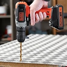 drilling into metal sheet with black+decker drill