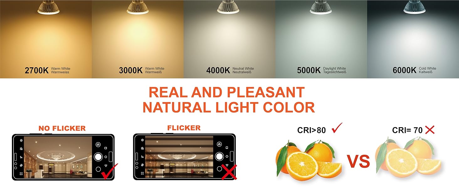 EACLL Bombillas LED GU10, iluminación sin parpadeo, Foco de Haz Ancho de 120 °, lámpara LED CA 230V