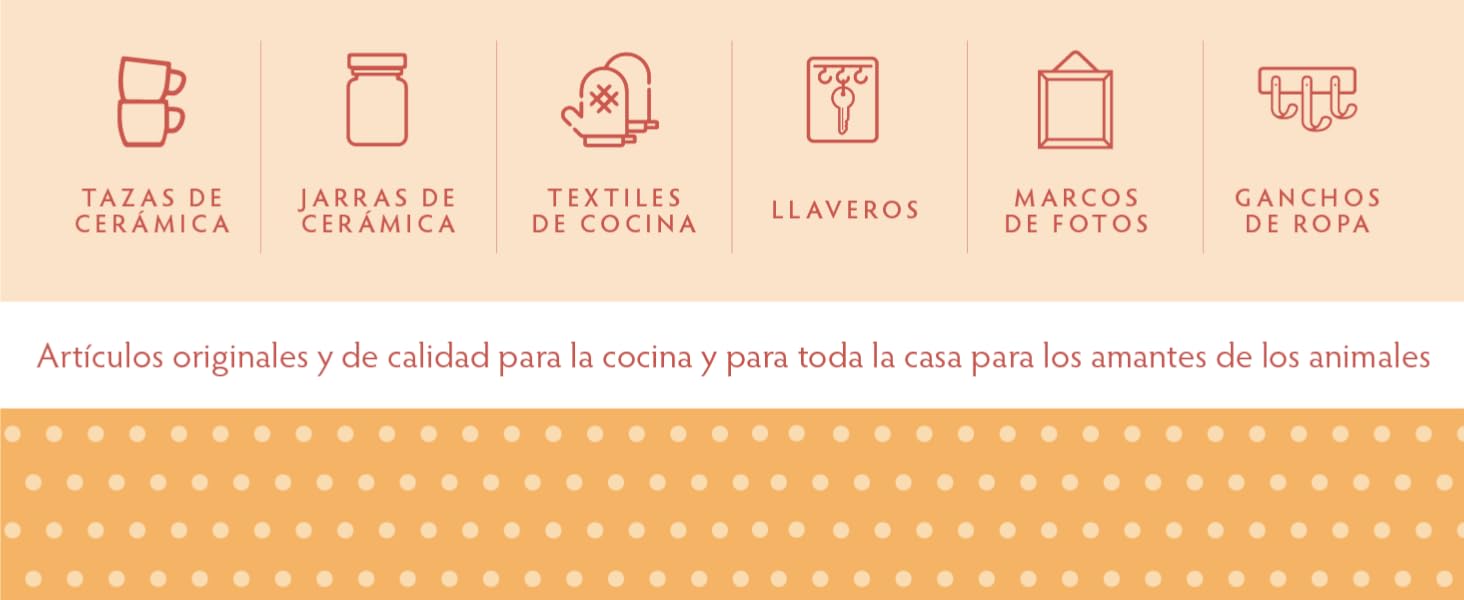 ceramica tazas tarros cocina textiles madera ganchos llave ropa marcos fotos animal motivo tema casa