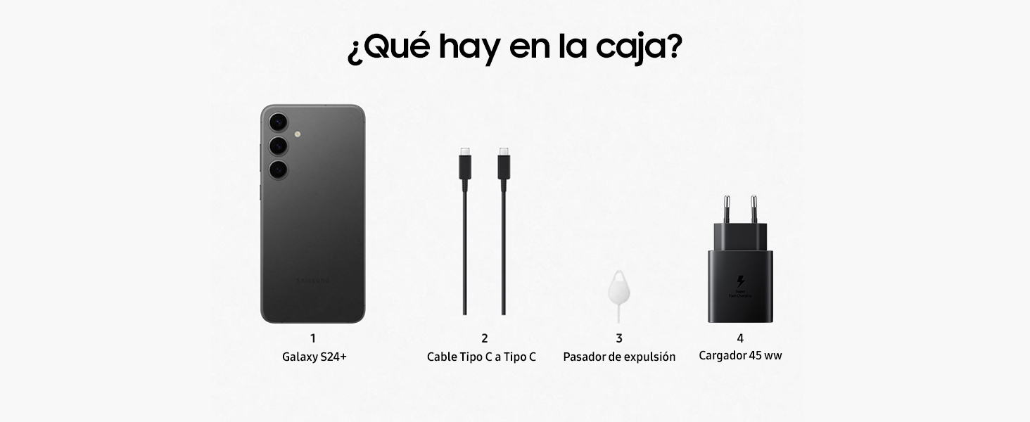 Galaxy S24+ incluye adaptador de pared.