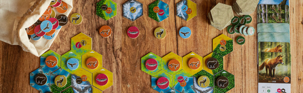 Cascadia Juego de colocación de losetas Tile-laying Tiles Cards