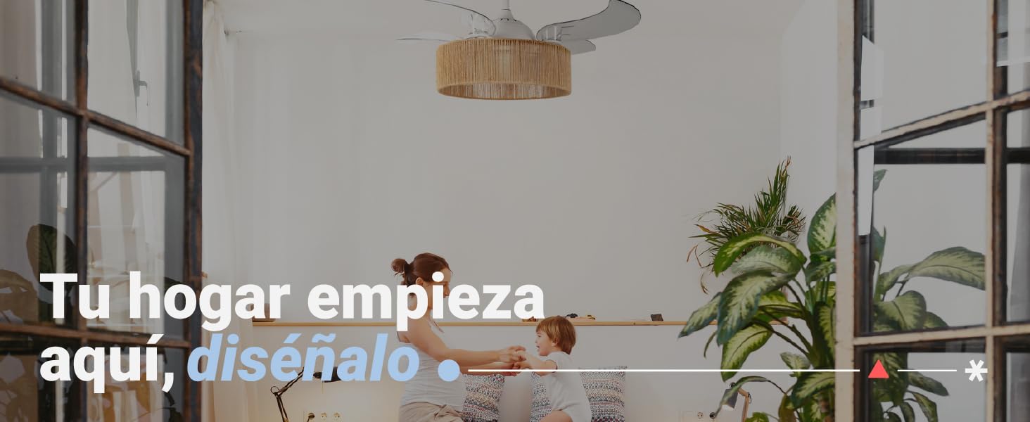 ventilador de techo tipo box fan, ventilador de techo blanco, ventilador con aspas ocultas