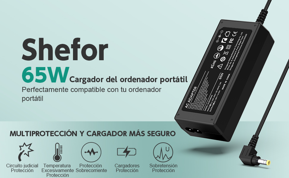 65W 19V 3.42A Cargador para Portátil Toshiba Satellite