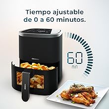ventana de visualización / Freidora dietética / 4 litros / 9 menús / 1400 W de potencia