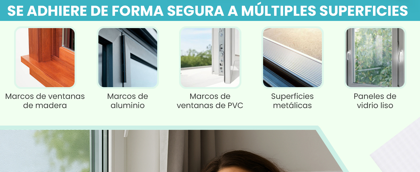 Mosquitera Apalus se adhiere a madera, vidrio, metal, PVC y aluminio sin tornillos