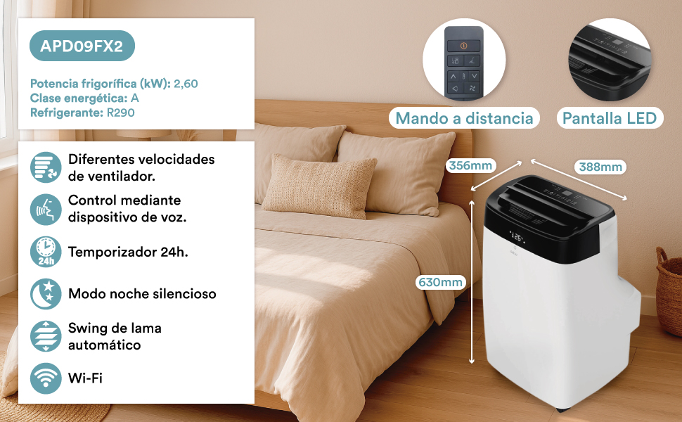 Daitsu Alisios Premium Aire Acondicionado Portátil Deshumidificador y Ventilador
