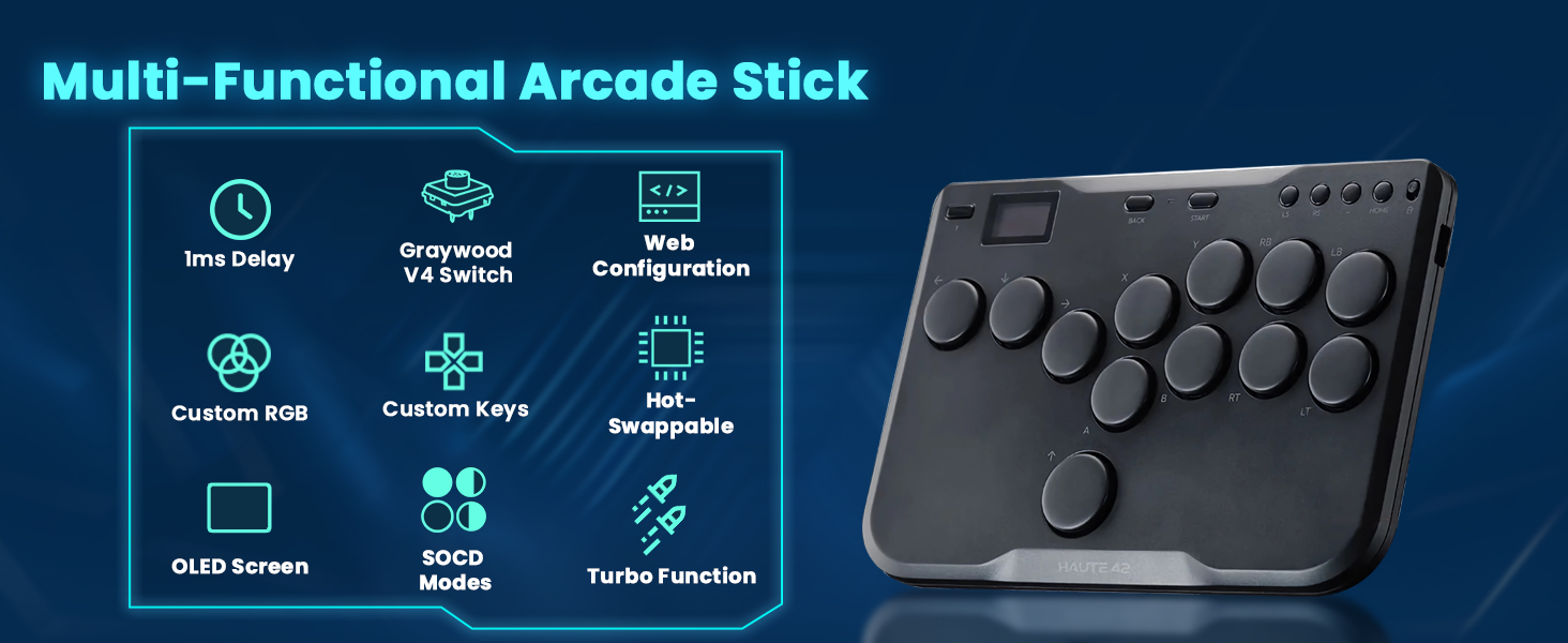Arcade Fight Stick, P12 Mando de Arcade Controlador Teclado sin Palanca Joystick Juegos de Lucha