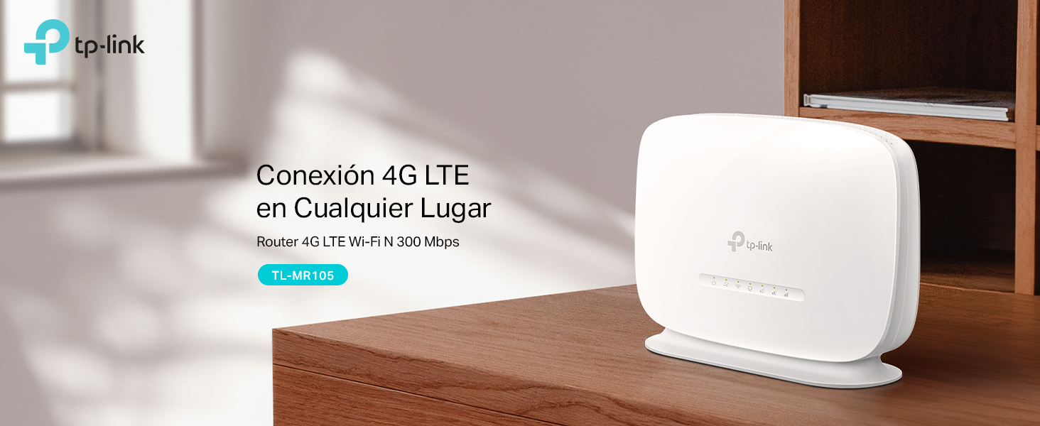 TP-Link TL-MR105 - Router 4G LTE Wi-Fi N 300 Mbps, Inserta una SIM y Listo, Conecta 32 Dispositivos
