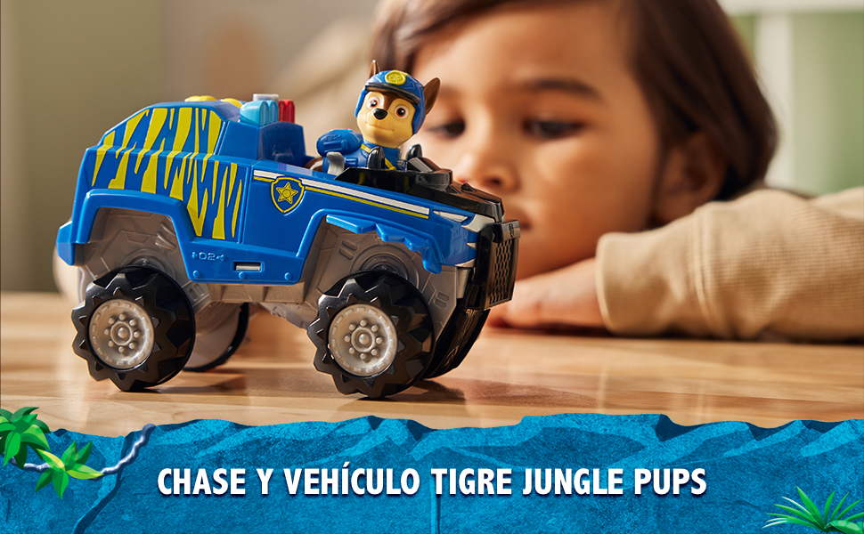 Vehículo Tigre y figura Chase Jungle Pups, Patrulla Canina, Paw Patrol