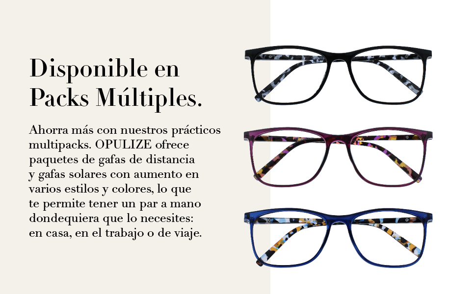 Opulize, Gafas de Distancia, Gafas de sol, Variedad de colores y estilos, Packs Múltiples