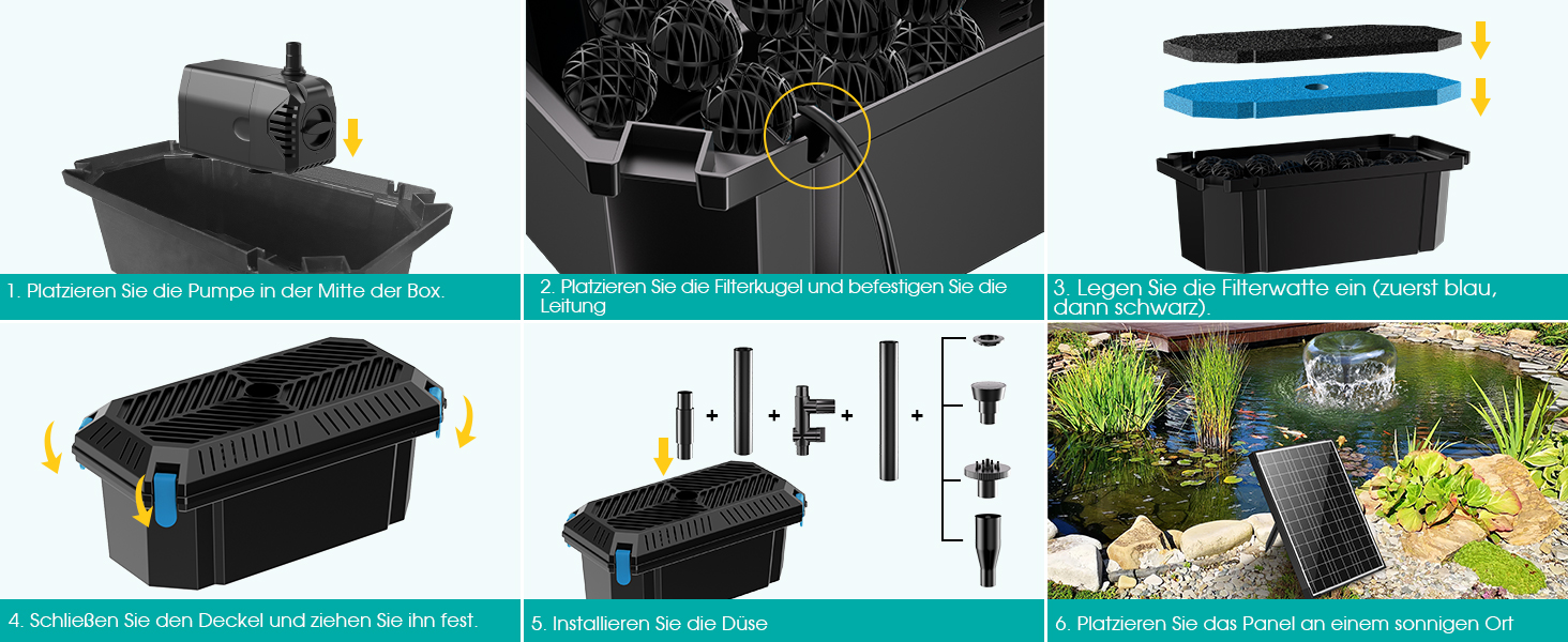 Bomba solar para estanque con filtro