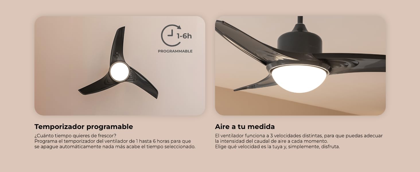 ventilador de techo con luz led ventiladores lampara aspas silencioso dormitorio Cecotec ceiling fan