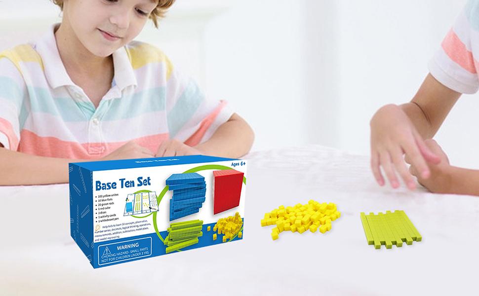 Base Diez bloques para matemáticas, manipulaciones de matemáticas educativas