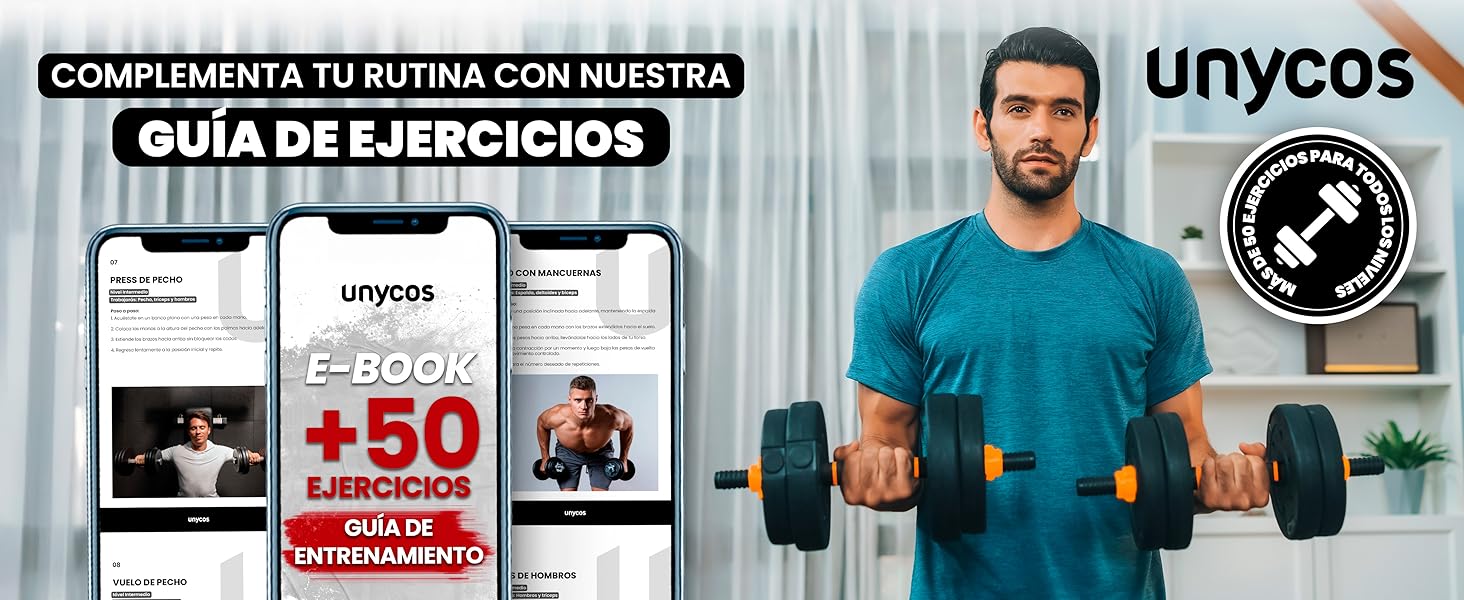 Juego de Mancuernas Ajustables 4 en 1 con Barra Recta de Conexión, Discos