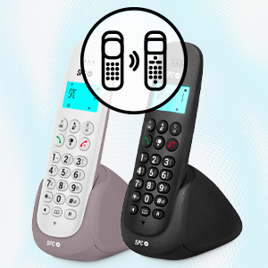 spc art teléfono inalámbrico manos libres identificador de llamadas dect
