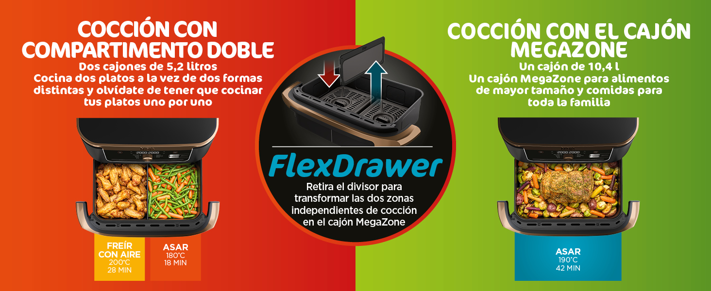 Ninja Foodi freidora de aire FlexDrawer (10,4 l),