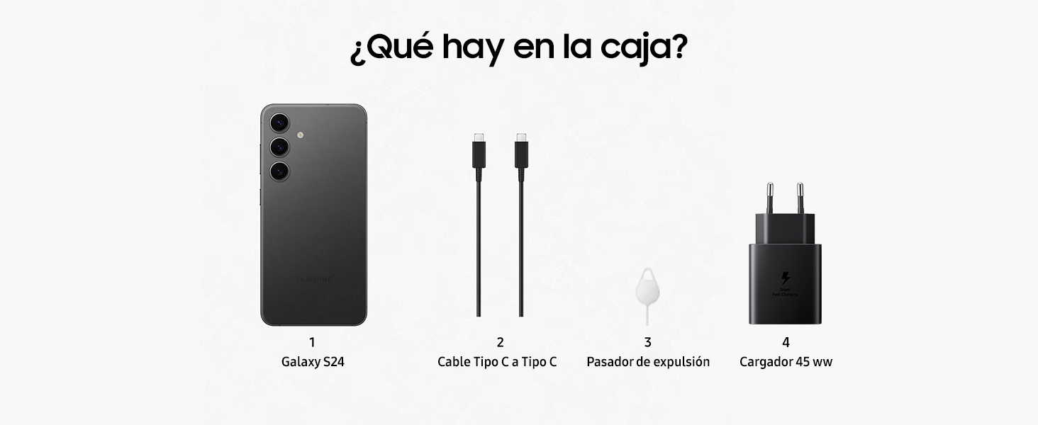Galaxy S24 incluye adaptador de pared.