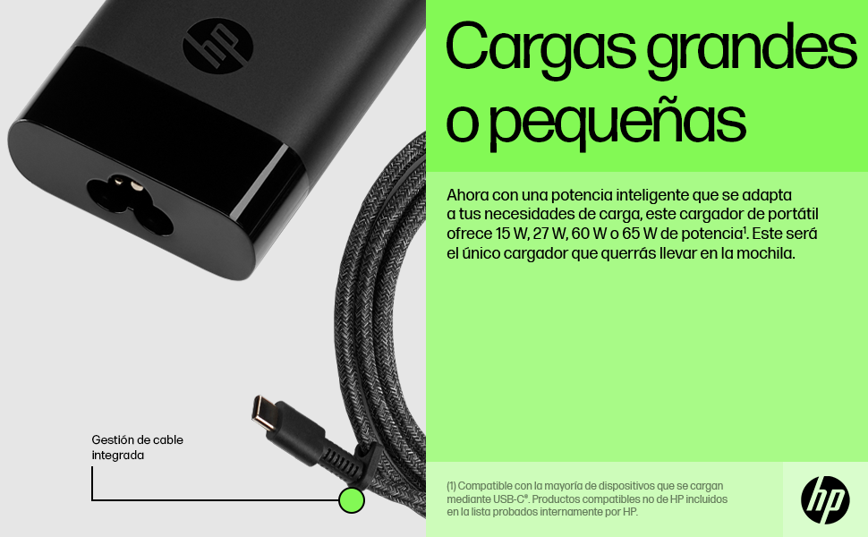 Cargador para portátil USB-C de 65 W HP
