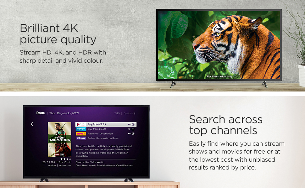 Busca en los canales superiores. Disfruta de la calidad de imagen HD 4K HDR