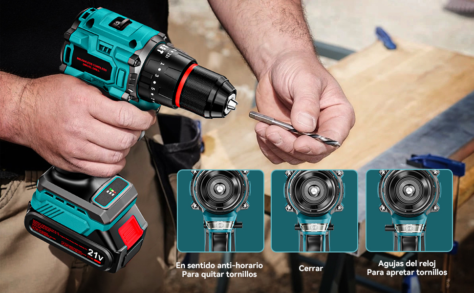 Brushless Taladro Percutor a Bateria 21V