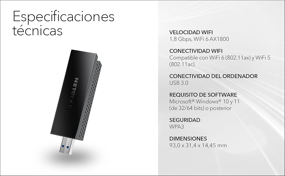 Adaptador; Wifi 6; USB; Nighthawk; A7500