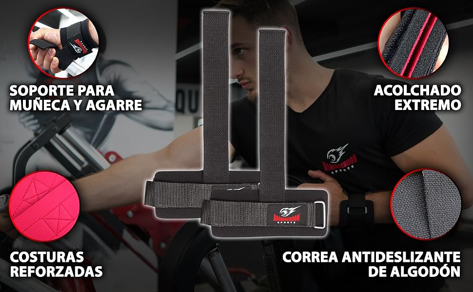 Correas Levantamiento de Pesas con Acolchados Mmuñequeras para Gimnasio Fitness Lifting Straps