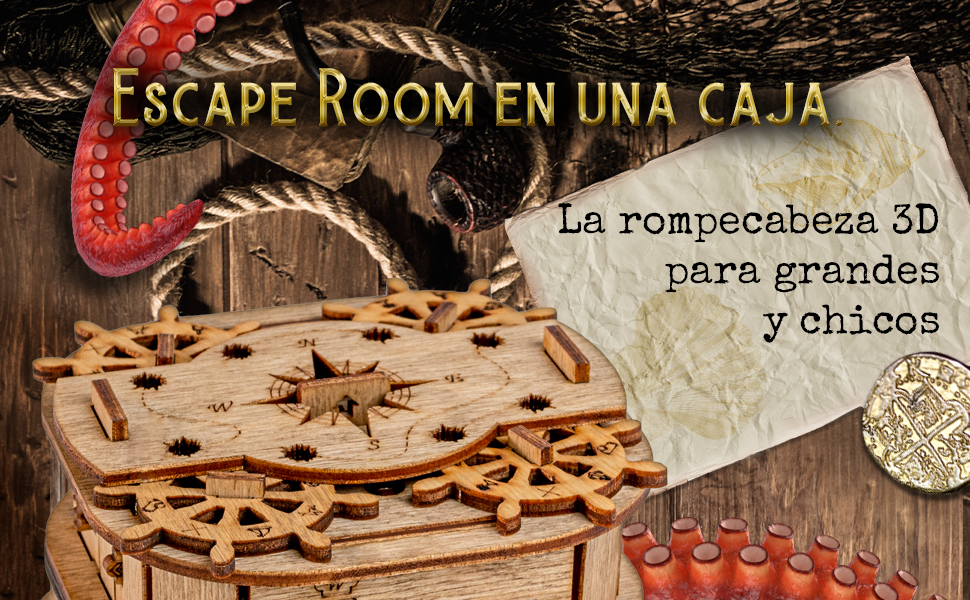 escape room juego de lógica stratgie cassette de madera denqu in a Box 3D Caja de regalo