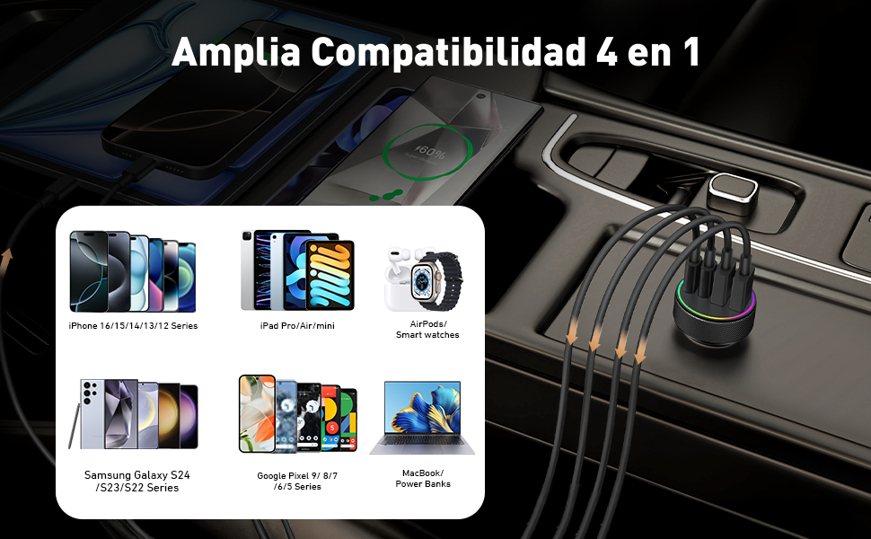 cargador mechero usb carga rapida