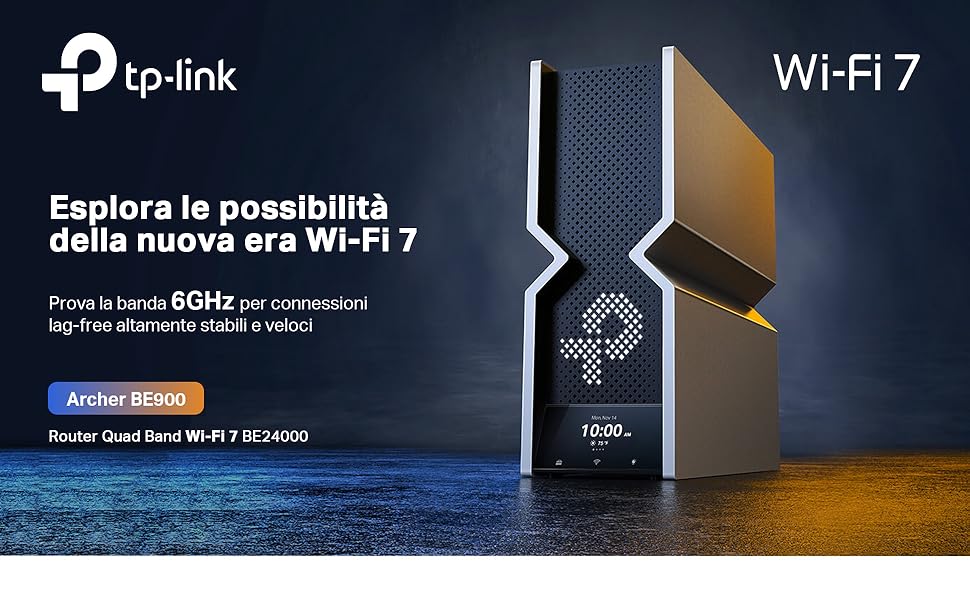 Archer BE900 TP-Link Router Wi-Fi 7 BE24000, banda 6 GHz, EasyMesh