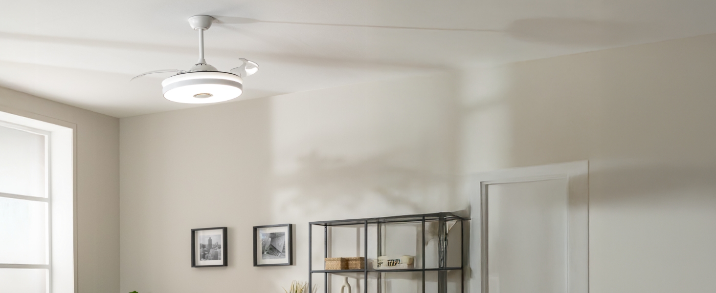 ventilador de techo; ventilador de techo con luz; ventilador techo aspas retractiles; energysilence