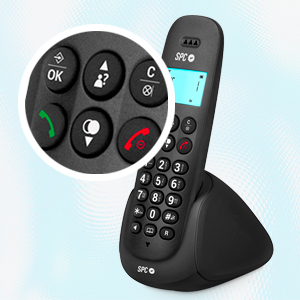 spc art teléfono inalámbrico manos libres identificador de llamadas dect