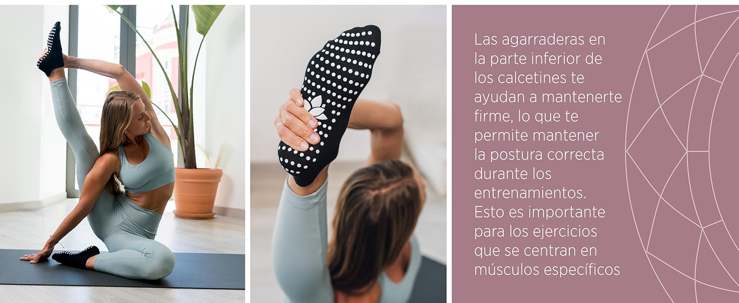 3 Pares de Calcetines Antideslizantes para Yoga, Pilates, Artes Marciales, Fitness, Danza Barre