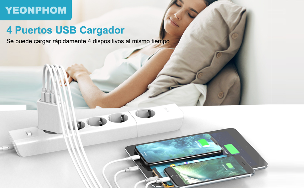 YEONPHOM 4 Puertos USB cargador