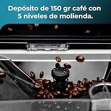 Cafetera superautomática compacta con 19 bares, tanque de leche y sistema Thermoblock.