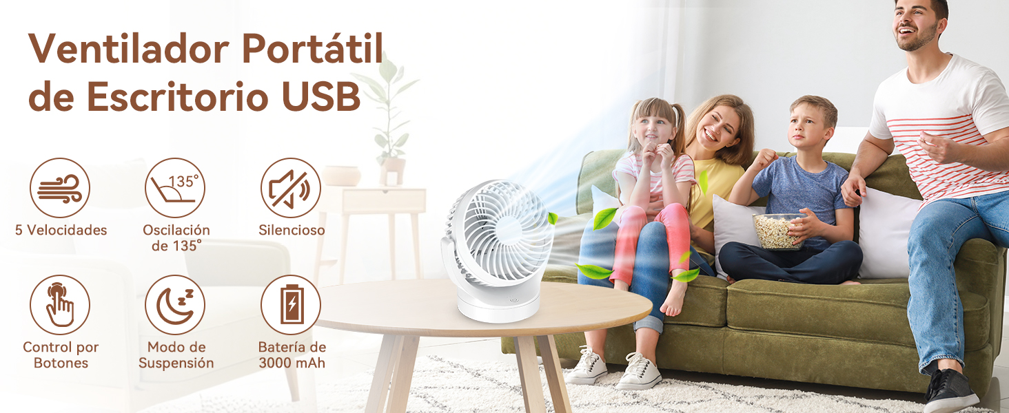 Ventilador Portátil de Escritorio USB